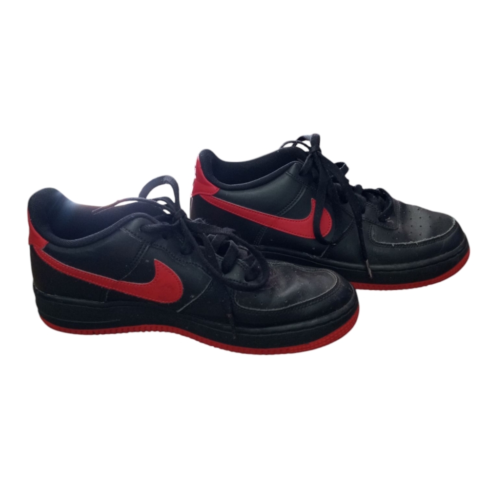 Nike Air Force Ones Black and Red Sneakers Size 7Y